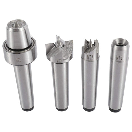 KUNTEC 4pcs MT2 Live Center Wood Lathe Drive Spur Cup Set #2 Morse Taper KUNTEC