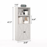 MXV Bookshelf Bookcase with Doors, 4 Tier Wooden Storage Shelves Organizer, Floor Standing Display Cabinet Shelves, Home Decor Furniture for Home Office, Living Room, Bedroom, White MXV