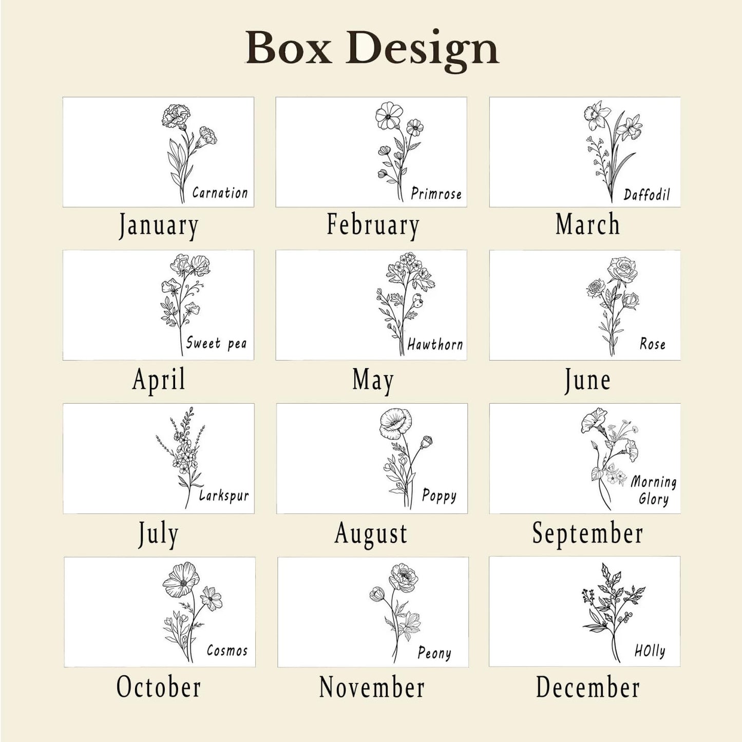 BOWIPOR Personalized Gifts for Women, Custom Jewelry Box Wooden with Birth Flower Name, Birthday Gifts, Wedding Gift for Bridesmaids, Mom Gifts for - WoodArtSupply