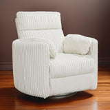 Pemberly Row Contemporary Fabric Swivel Glider Recliner in Ivory with USB Charging Ports and 2 Comfort Pillows for Living Room Pemberly Row