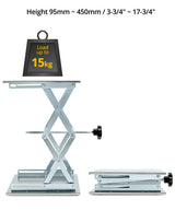QWORK Lift Tables, 12"x12" Lab Scissors Jack, 304 Stainless Steel Scissor Stand, 18" Height 55lbs Load Jack Platform, Lifting Platform QWORK