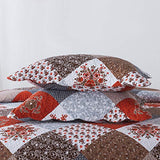 Travan Floral Printed Quilt Sets 3-Piece Super Soft Lightweight Queen Size Bedspread with Shams Reversible Quilted Bedding Set, Red, Queen Travan