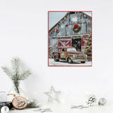Christmas Stamped Cross Stitch Kits - Red Truck Counted Cross Stitch Kits for Beginners Adults Needlepoint Cross-Stitch Patterns Dimensions Needlecrafts Embroidery Kits Arts and Crafts WUSARPLY
