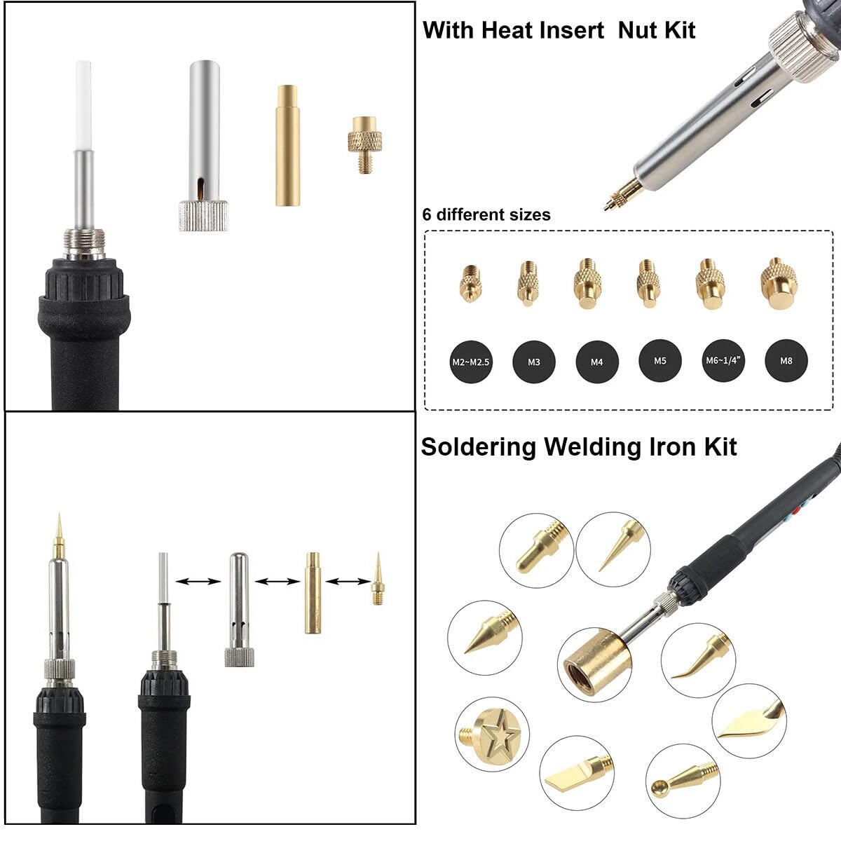 3DTOOLS 3D Printer Smoothing Tool Kit,3D Printing Modify Finishing Smoothing Solding Welding Iron Tool Cleaning Needle Soldering Iron with 8Pcs Brass Trimming - WoodArtSupply