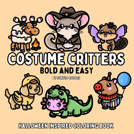 Costume Critters: Halloween Inspired Bold and Easy Coloring Book for Adults or Kids Majosta