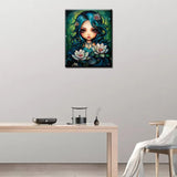 Forest Princess Paint by Number Little Girl with Lotus Flowers DIY Painting On Canvas with Brushes Acrylic Paints Paint by Numbers for Adults and Kids Students Beginner 16x20 Inch Gift（Frameless) TUMOVO