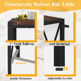 Rustic Oak BON AUGURE 55" Counter Height Bar Table - Tall Pub Console for Dining and Living Spaces BON AUGURE