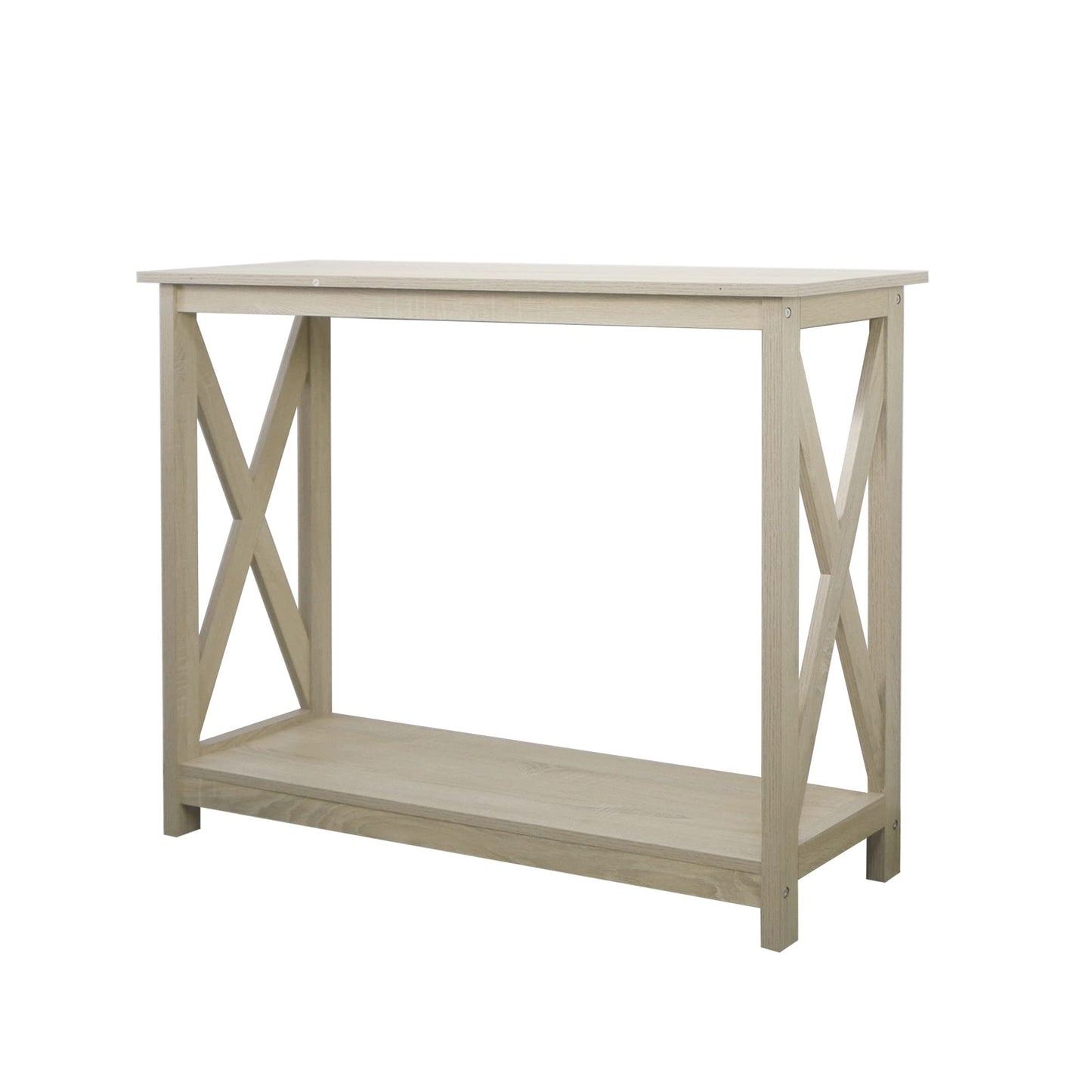 Rainbow Sophia Console Table, Modern Farmhouse Wood Entryway / Sofa Table with 2-Tier Storage, 39 Inch, White Oak - WoodArtSupply