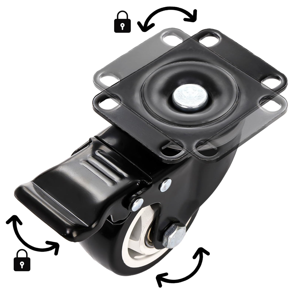 Yarlung 8 Pack 3 Inch Caster Wheels, Heavy Duty Plate Swivel Casters Set with Brake, 360°Rotating Caster No Noise Wheel for Cart, Furniture, Workbench yarlung