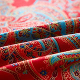 mixinni Red Paisley Comforter Sets Queen Size Bed Shabby Chic Print Comforter All Season 3 Pieces 1 Fluffy Soft Comforter with 2 Pillow Shams-Queen Size mixinni