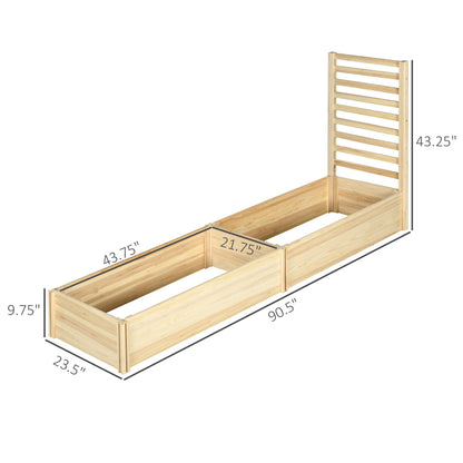 Outsunny Raised Garden Bed with Trellis and 2 Compartments, 43 Inch Wooden Planter Box Kit for Outdoor Plants, Vegetables, Flowers, Herbs Climbing, Easy Assembly, Natural Tone - WoodArtSupply