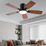 Ayaoty Ceiling Fans with Lights, 42 inch Low Profile Ceiling Fan with Light and Remote Control, Flush Mount, LED Dimmable DC Reversible Modern Ceiling Fan for Bedroom Ayaoty