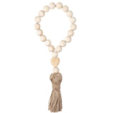Garneck Wood Bead Garland,Farmhouse Tassels Beads, Rustic Country Decor Prayer Beads for Home Door Knob Christmas Decoration Garneck