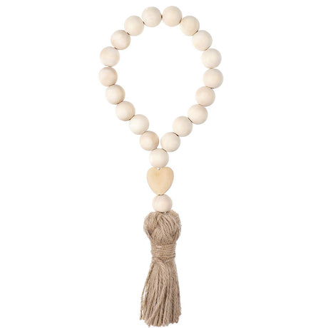Garneck Wood Bead Garland,Farmhouse Tassels Beads, Rustic Country Decor Prayer Beads for Home Door Knob Christmas Decoration Garneck