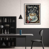 MaiYiYi Coffee Latte Diamond Painting Kits, 5D Full Round Diamond Art, I Love You a Latte Diamond Painting Dots Kit Kitchen Wall Decor for Adult Beginners Coffee Latte Lovers (12 x 16 inches) MaiYiYi