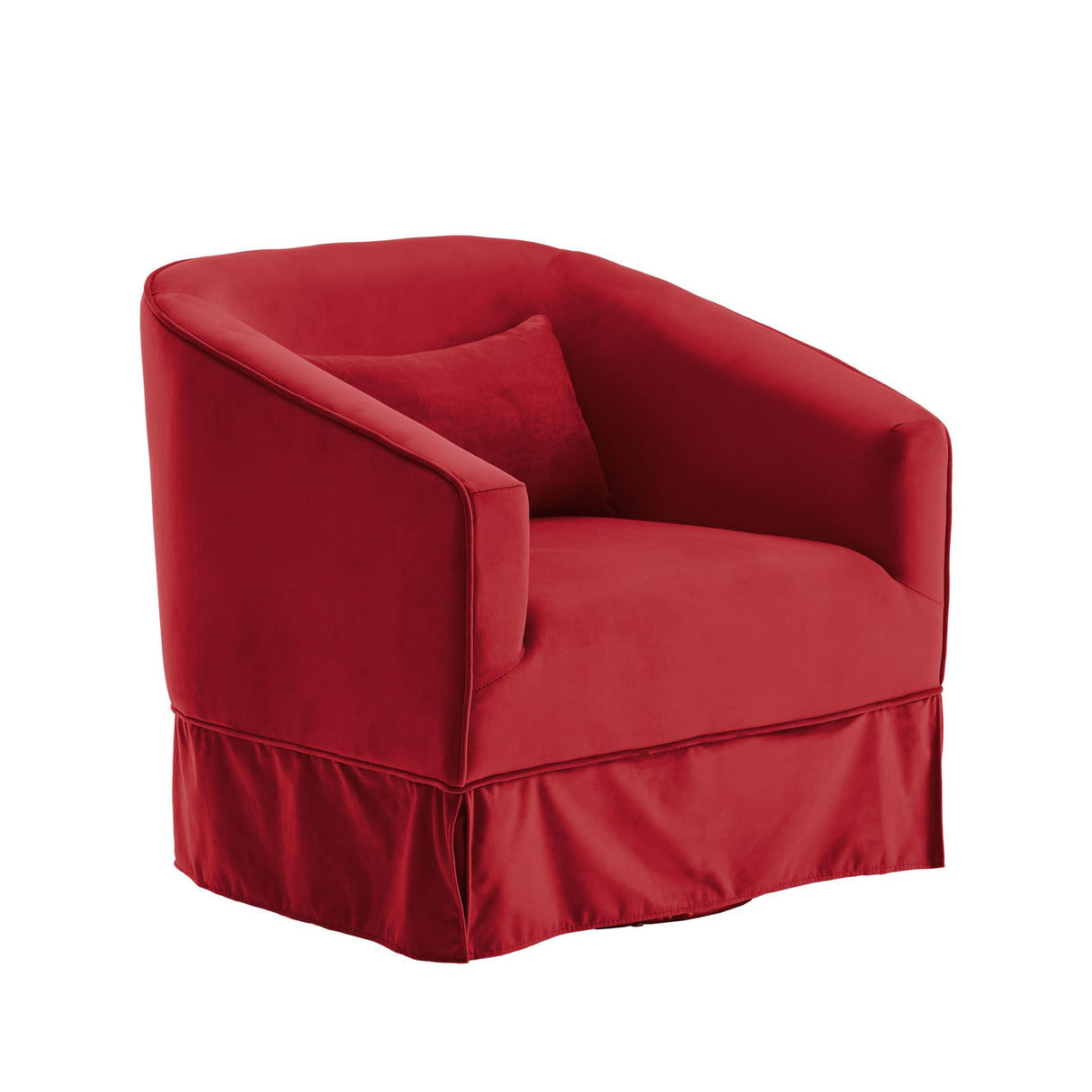 Nolohoo Swivel Accent Chair, Comfy Modern Swivel Barrel Chairs with Skirt, 360°Upholstered Velvet Small Club Armchair Reading Chairs for Living Room Nursery Bedroom Lounge, Red Nolohoo