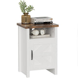 YESHOMY Farmhouse Modern Nightstand with Shelf and Barn Door, Set of 1 for Bedroom, White YESHOMY