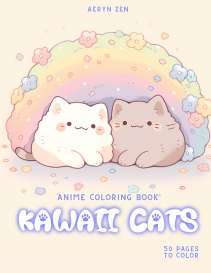 Anime Coloring Book: Kawaii Cats: Manga Art & Anime Enthusiasts Stress Relief Adult Coloring