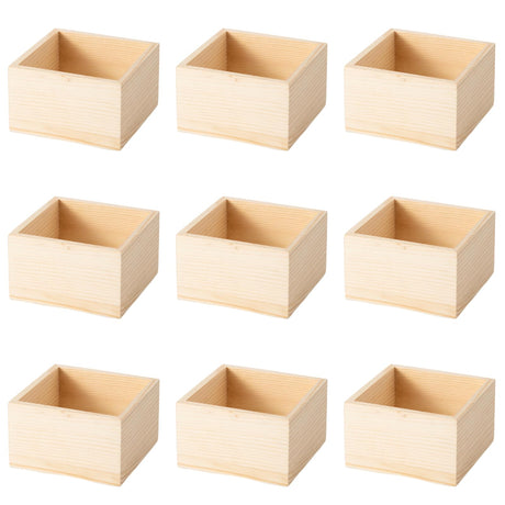 Xhqsulsclac 6 Pack 4.5X4.5X2.5 IN Unfinished Wood Box Storage - Small Wooden Boxs for Crafts, Home Decor, and Wooden Centerpieces for Tables (6) Xhqsulsclac