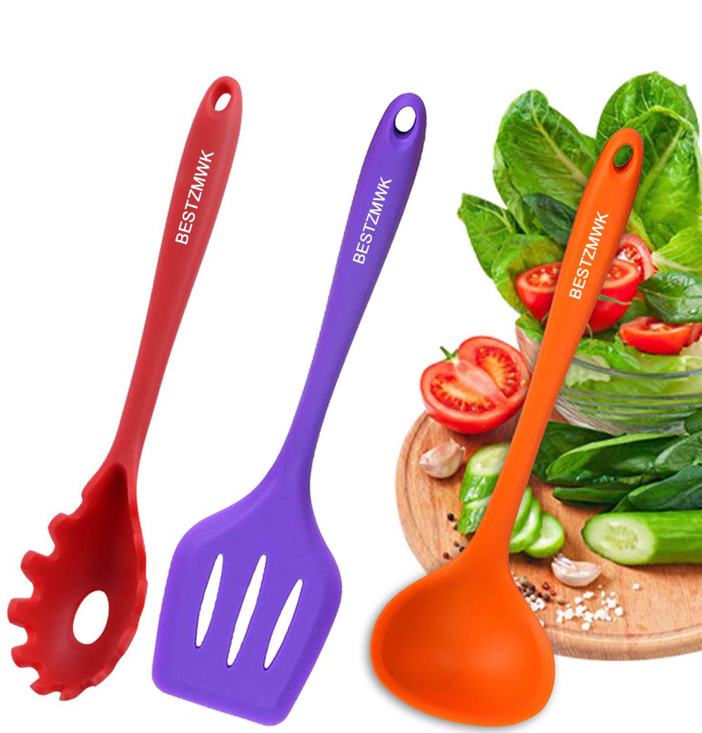 Kitchen Utensil Set - 11 Cooking Utensils - Colorful Silicone Kitchen Utensils - Nonstick Cookware with Spatula Set - Colored Best Kitchen Tools Kitchen Gadgets(Multi) BESTZMWK