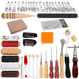 Swiftrans 33Pc Leather Tools Leather Craft Tools Kit Leather DIY Leather Working Tools Leather Sewing Set Hand Stitching Tool Set with Groover Awl Waxed Thread Thimble Kit for Punching Cutting Sewing swiftrans
