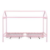 HZSMHDZKJ Twin XL to King Metal Twin Size House Platform Bed with 2 Storage Drawers,Modern Bed Frame with Roof for Kids Teen Girls Boys Bedroom Furniture,No Box Spring Needed (Pink-010, Twin XL) HZSMHDZKJ