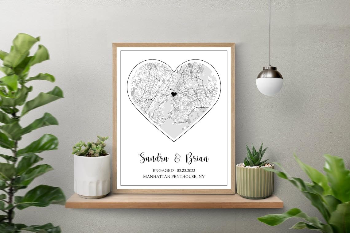 Personalized Wedding Gift, Custom City Map Print, Wedding Venue Location, Anniversary Wedding Gifts For Couples, Where it all Began, Christmas Gift, - WoodArtSupply