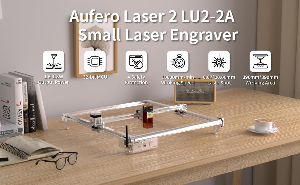 Aufero Laser Engraver, 2 W Diode Laser Engraver Machine, Laser Engraving Machine for Wood/Leather, 15.7x15.7inch Engraving Area, Beginner-Friendly Laser Wood Engraver 2100mW - WoodArtSupply