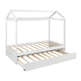 Bellemave White Twin Size House Bed Frame with Trundle for Kids and Toddlers Bellemave