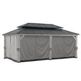 Sunjoy Replacement Curtains, Waterproof 6-Panel Screen Walls Outdoor Curtain for 12 x 20 ft Gazebo, Patio & Backyard Protection, Grey Sunjoy