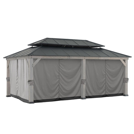 Sunjoy Replacement Curtains, Waterproof 6-Panel Screen Walls Outdoor Curtain for 12 x 20 ft Gazebo, Patio & Backyard Protection, Grey Sunjoy