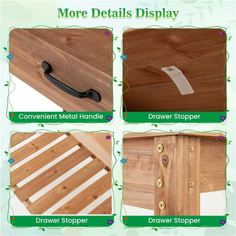 ARNOT Potting Bench,Outdoor Potting Bench Table with Sink and Storage Shelves, Wooden Garden Workstation for Gardening Tools, Planting, and Repotting – Natural Fir Wood (38" x 17" x 50") ARNOT