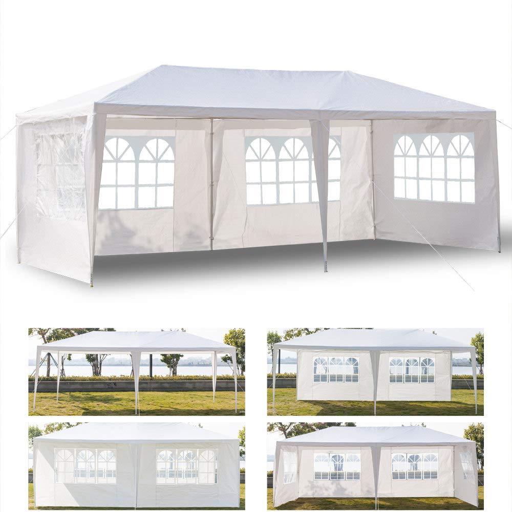 Simply-Me 10' x 20' Outdoor Canopy Waterproof Gazebo Party Wedding Tent,Sunshade Shelter Canopy Gazebo with 4 Removable Sidewalls,White