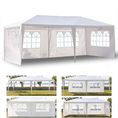 Simply-Me 10' x 20' Outdoor Canopy Waterproof Gazebo Party Wedding Tent,Sunshade Shelter Canopy Gazebo with 4 Removable Sidewalls,White