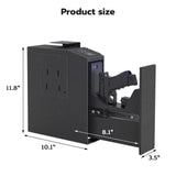 Oarlike Biometric Gun Safe for Handgun, Mounted Pistol Safe with Quick Access Sliding Door, Hand Gun Storage for Nightstand, Desk, Vehicle - with Fingerprint, PIN Code, KEY Access Oarlike