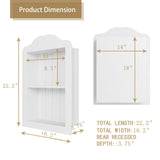 CJL 14'' x 18'' Recessed Medicine Cabinet, Solid Wood in-Wall Bathroom Cabinet, Arched Wall Niche Shelf, 2-Tier, White CJL