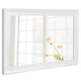 White Wood Mirror for Bathroom,Rectangle Rustic 24 x 36 inch Vanity Mirror for Wall,Wooden Wall-Mounted Hanging Mirror for Entryway,Bedroom or Living Room WIOWUR