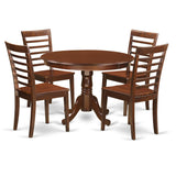 East West Furniture HLML5-MAH-W 5 Piece Dining Room Furniture Set Includes a Round Kitchen Table with Pedestal and 4 Dining Chairs, 42x42 Inch, Mahogany East West Furniture