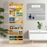 Morimoe Wall-Mounted Wooden Kids Bookshelf with Hooks - Space-Saving Organiser for Toys and Books morimoe