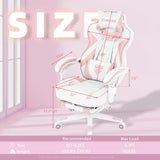 Vonesse Pink Gaming Chair for Adults,Girls Computer Chair with High Back,Big and Tall Gaming Chairs with Footrest and Massage,Reclining Gamer Chair(White/Pink) Vonesse