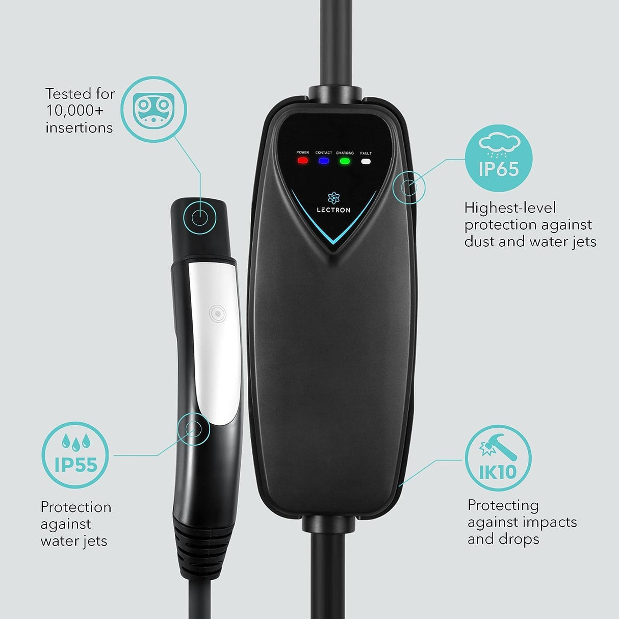 Lectron Level 2 Tesla Charger - 240V, 40 Amp, NEMA 14-50 Plug, 16 ft Extension Cord - Portable Electric Car Charger for Tesla - Compatible with All Tesla Models 3/Y/S/X Lectron