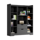 Cozy Castle Black Bookshelf, 4-Tier Open Shelf Bookcase with 2 Drawers and 10 Cubes, Wood Cube Storage Organizer Shelf for Bedroom, Living Room, 39.4" W X 47.2" H Cozy Castle