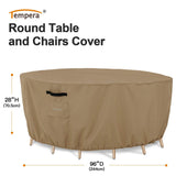 Tempera Outdoor Round Table Cover , Sectional Sofa , Dining Set cover , Anti-Fading , Waterproof Patio Cover for Outdoor Furniture, 96"D x 27.8"H, Taupe Tempera