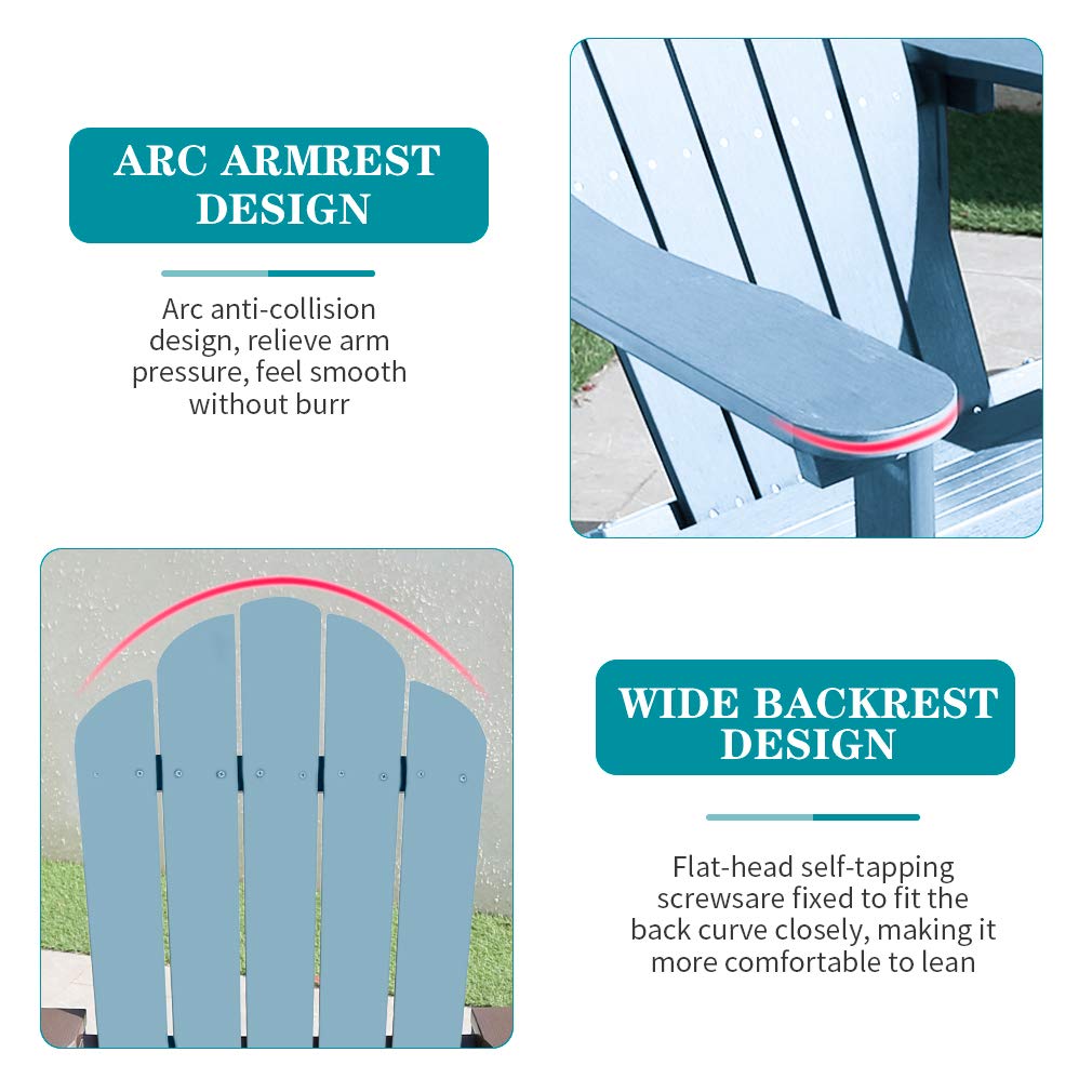 Adirondack Chair,Folding Wooden Lounger Chair，All-Weather Chair for Fire Pit/Garden/Fish with 250lbs Duty Rating，Turquoise - WoodArtSupply