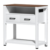 EOSVALO 20-29 Gallon Aquarium Stand with Stable Metal Frame & Power Outlet, Heavy-Duty Fish Tank Stand with Waterproof Mat, 550LBS Capacity Storage Cabinet, White+Brown EOSVALO