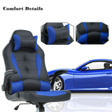 Gaming Chair Office Chair Desk Chair with Lumbar Support Flip Up Arms Headrest PU Leather Swivel Rolling Adjustable High Back Racing Computer Chair for Women Men Adults,Blue BestOffice