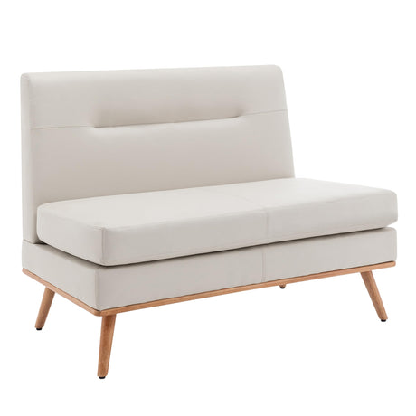 Yongqiang Upholstered Settee Bench with Back Small Loveseat Sofa Faux Leather Dining Bench Banquette Seating for Kitchen Dining Room Living Room Mini Couch Beige Yongqiang