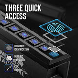 Lancer Tactical Biometric Slider Handgun Gun Safe for Pistols Nightstand, Desk, Bed Side,Truck-Quick-Access Firearm Safety Device with Fingerprint Lock or Key Pad, PIN Code, and KEY Access Lancer Tactical