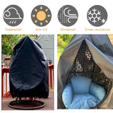 【Upgraded】Patio Egg Chair Covers with Zipper, Wicker Egg Swing Chair Covers, Waterproof Heavy Duty Weather Resisatnt Outdoor Chair Cover, Windproof Hanging Chair Cover, 75" x 45", Black, 1 Pack FLYMEI
