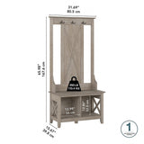 Bush Furniture Key West 66-inch Hall Tree with Shoe Storage Bench, Washed Gray (KWS166WG-03) Bush Business Furniture